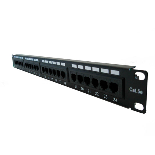 Patch Panel Newlink Metálico Cat5e de 24 puertos / Certificado UL / Montaje en Rack.